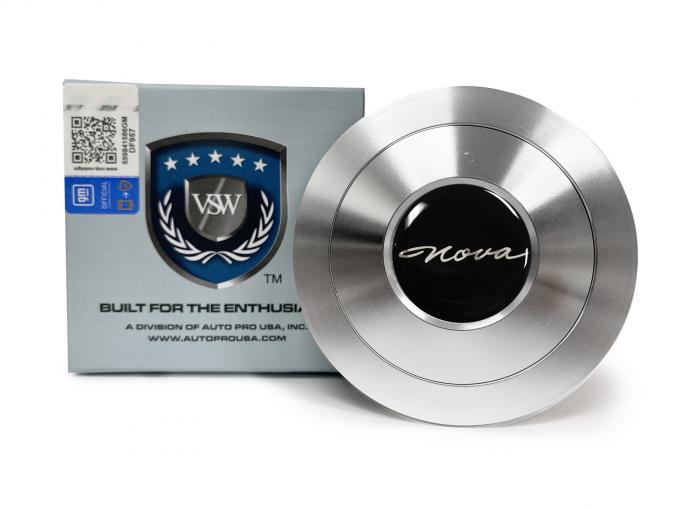 Auto Pro USA 1969-1988 Chevrolet Nova VSW Steering Wheel S9 Premium Horn Button, w/1965 Nova Emblem, Aluminum STE1033-21