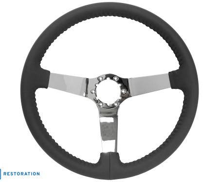 Auto Pro USA 1977-1982 Chevrolet Corvette VSW 6-Bolt OE Steering Wheel, Genuine Black Leather, 14 in. Diameter ST3040BLK