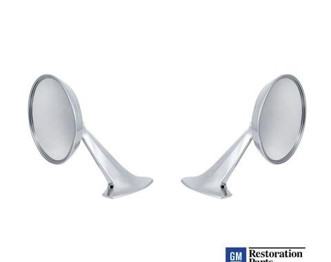 United Pacific Exterior Mirror Bundle w/Bowtie Logo for 1965-66 Chevy Passenger Car 110747