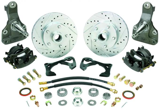 Classic Performance Front Disc Brake Kit with 2" Drop Spindles 0 Offset for 1962-1967 Chevy II/Nova 5x4.75, 10.75" Rotors CPP6267SWBK-D