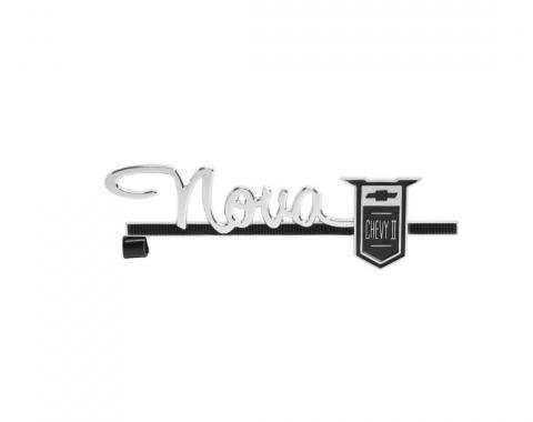 Trim Parts 1963-64 Chevrolet Nova Glove Box Door "Nova Chevy II" Emblem W/Fasteners, Each 3024