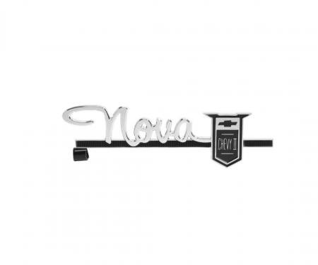 Trim Parts 1963-64 Chevrolet Nova Glove Box Door "Nova Chevy II" Emblem W/Fasteners, Each 3024