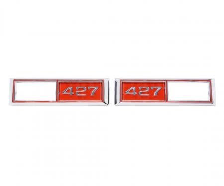 Trim Parts 1968 Chevelle/El Camino Front Marker Light Red "427" Bezel W/Fasteners, Pair 4524A