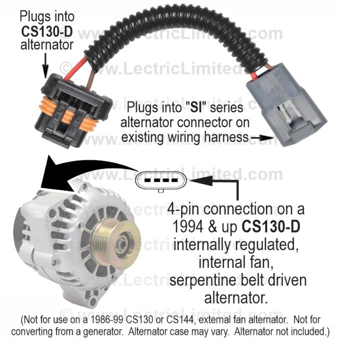 Lectric Limited 1947-1990 Buick / Cadillac / Chevrolet / Dodge / Ford / GMC / Jeep / Mercury / Oldsmobile / Plymouth / Pontiac Classic Update Series Alternator Conversion Harness 500295