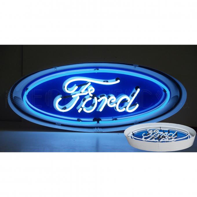 Neonetics Standard Size Neon Signs, Ford Oval Neon Sign in Metal Can