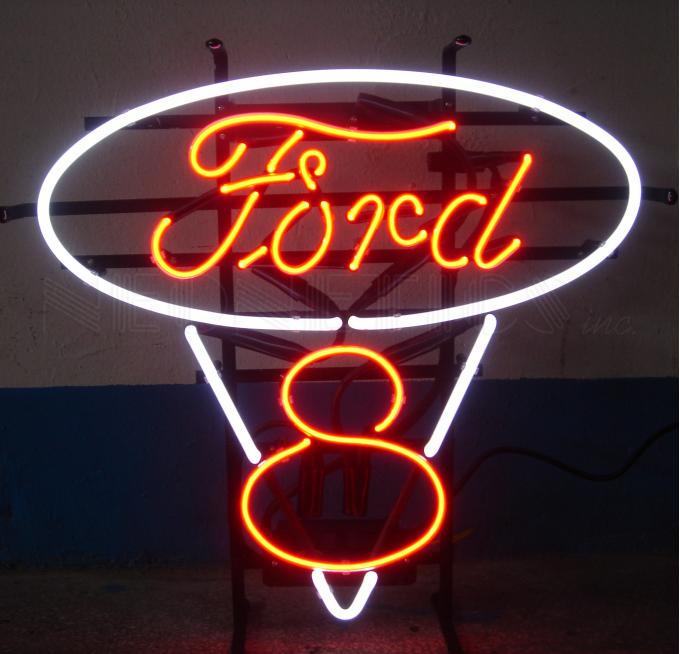 Neonetics Standard Size Neon Signs, Ford V8 Red and White Neon Sign