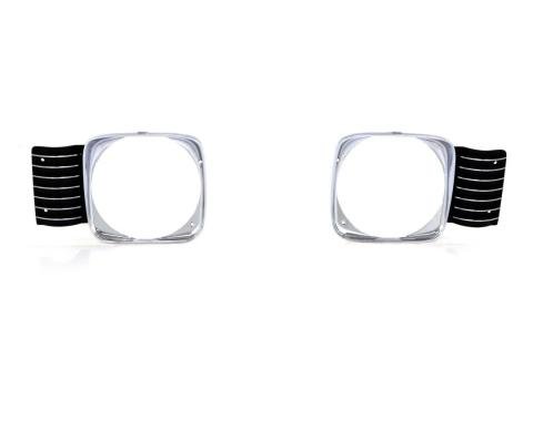 AMD Headlamp Bezels, Chrome-Black, Pair, 68 Chevy II Nova X145-3068-P