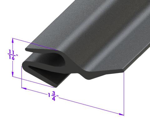 Metro Moulded Parts 1962-1967 Chevrolet Chevy II Rear Bumper to Body Gravel Guard. 1-3/4" Wide LP 109-N/FT