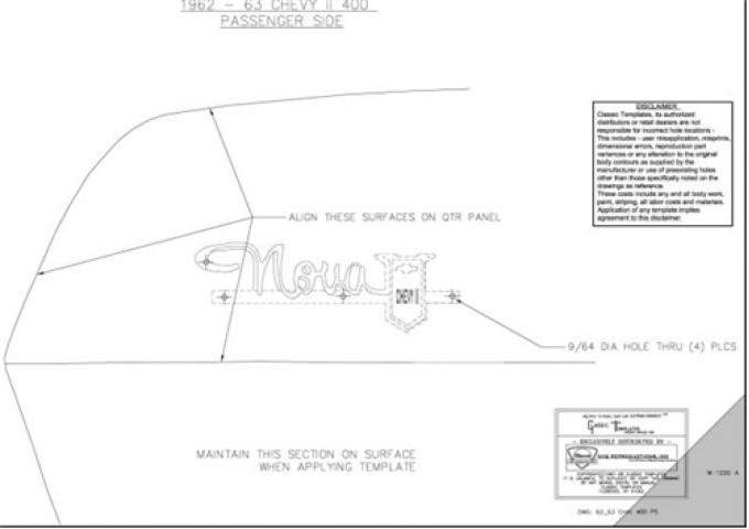 Classic Headquarters Nova 400 Quarter Panel Template Kit W-1220