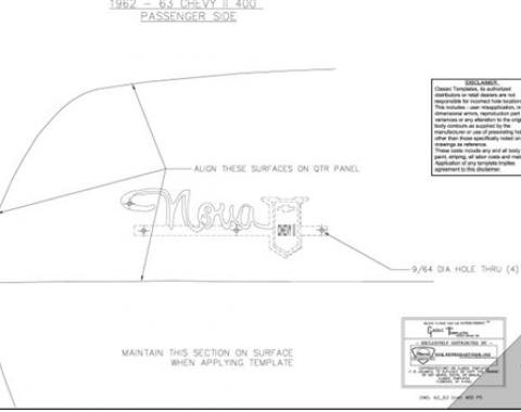 Classic Headquarters Nova 400 Quarter Panel Template Kit W-1220