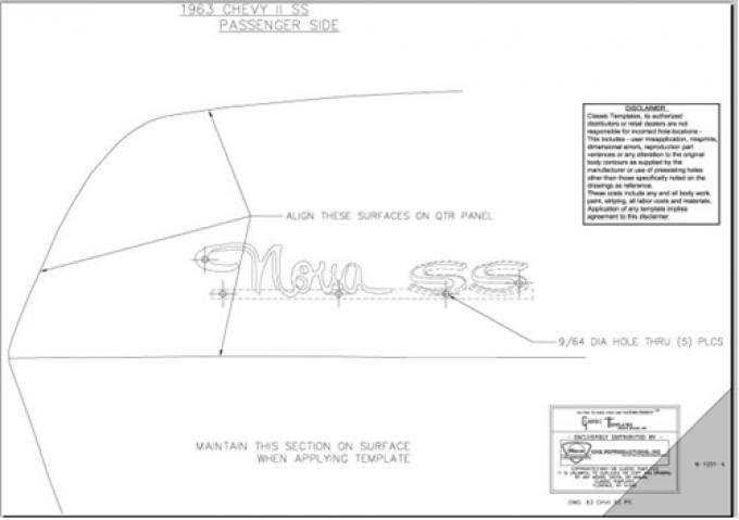 Classic Headquarters Nova SS Quarter Panel Template Kit W-1221