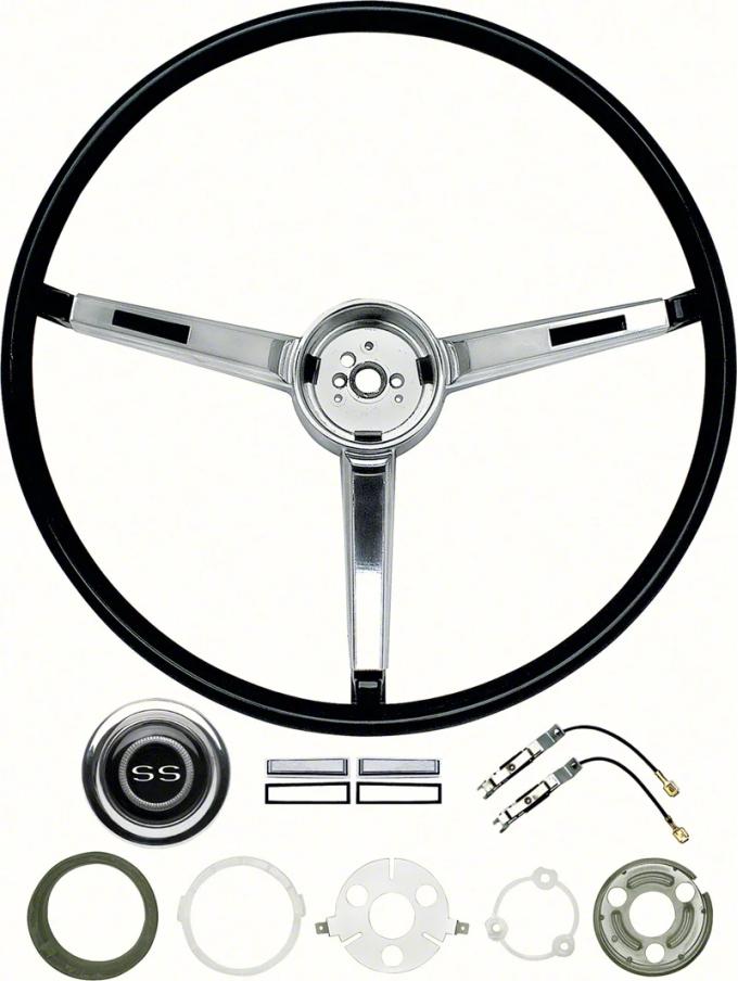 AMD Steering Wheel Kit, Black, 67 Chevy II Nova SS; 67 Chevelle SS 396 X459-3467-BLKS