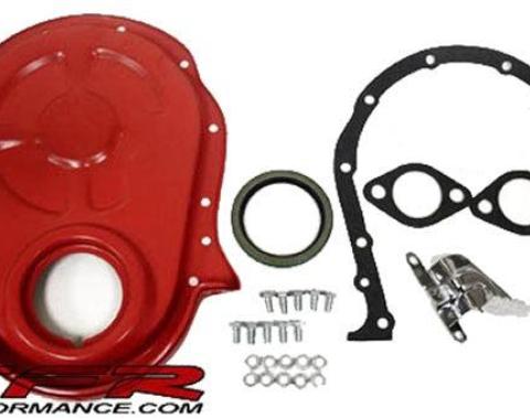 CFR Performance Painted Orange Steel Timing Chain Cover Set with Timing Tab - Chevy Big Block 396-454 (1966-1990) HZ-4935-KIT