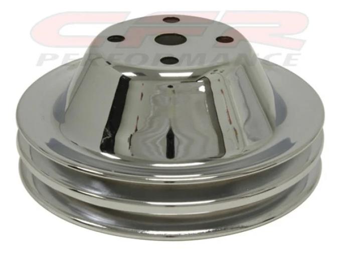 CFR Performance 1969-85 Chevy Small Block Chrome Steel Water Pump Pulley - Long (2 Groove) HZ-9605