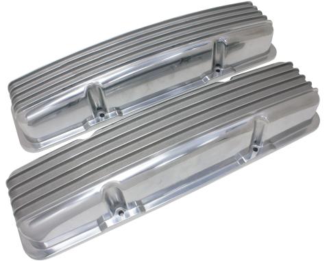 CFR Performance Aluminum Valve Covers - Short Style - Compatible with Chevy Small Block 283-400 - Finned - No Holes - Polished HZ-6031-3-H-POL