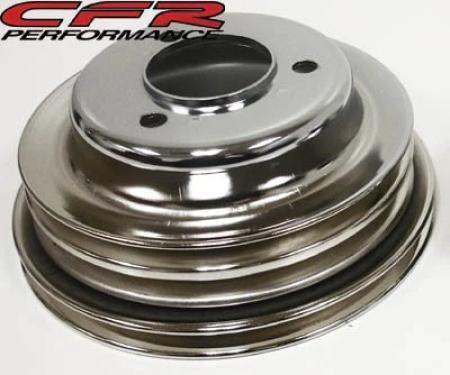 CFR Performance 1969-1985 Chevy Big Block 3-Groove Chrome Steel Crank Pulley (Long Water Pump) HZ-9724