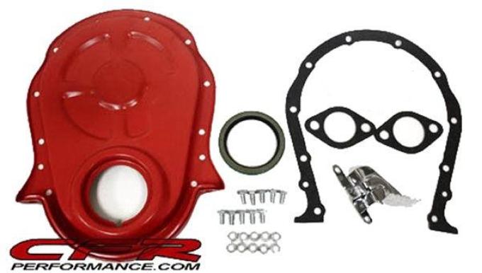 CFR Performance Painted Orange Steel Timing Chain Cover Set with Timing Tab - Chevy Big Block 396-454 (1966-1990) HZ-4935-KIT