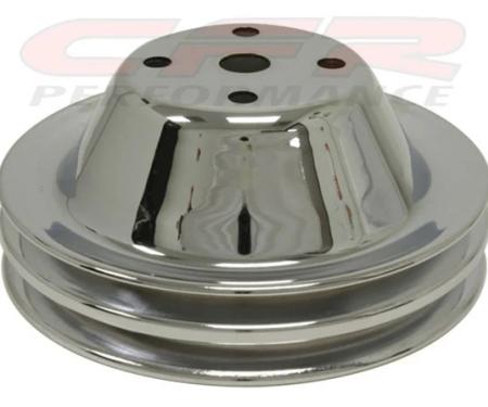 CFR Performance 1969-85 Chevy Small Block Chrome Steel Water Pump Pulley - Long (2 Groove) HZ-9605