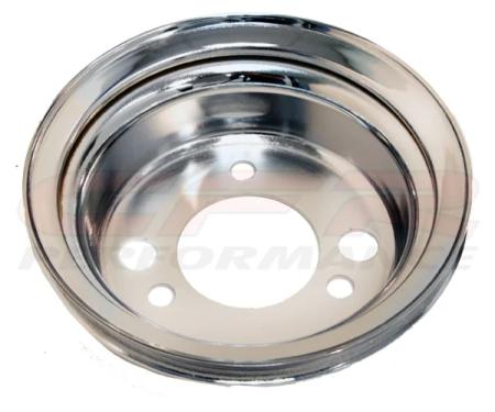 CFR Performance 1955-68 Chevy Chrome Steel Crank A-C Add-on Pulley - 1 Groove (Short) HZ-9817
