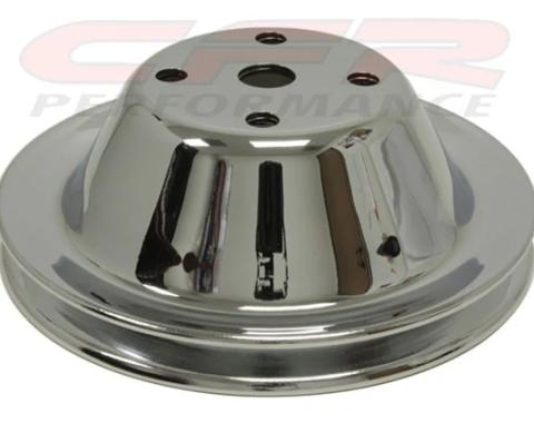 CFR Performance 1969-85 Chevy Small Block Chrome Steel Water Pump Pulley - Long (1 Groove) HZ-9604