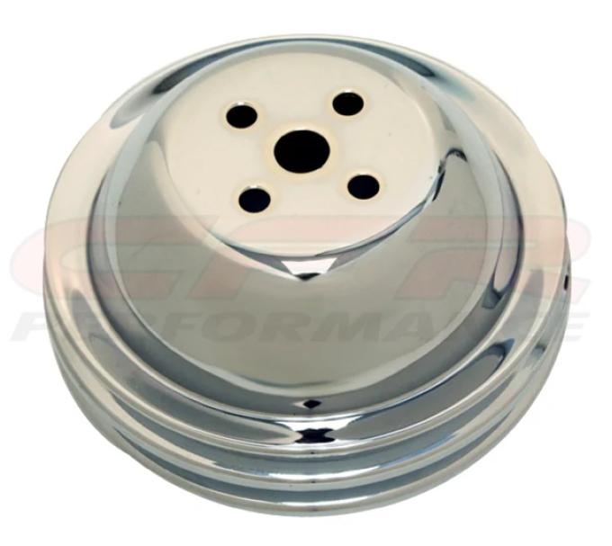 CFR Performance 1955-68 Chevy Big Block Chrome Steel Water Pump Pulley - 2 Groove (Short) HZ-9815