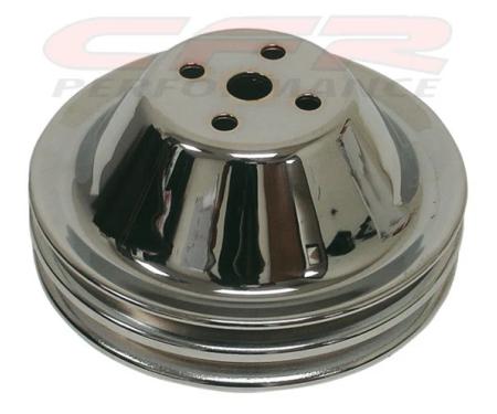 CFR Performance 1955-68 Chevy Small Block Chrome Steel Water Pump Pulley - Short (2 Groove) HZ-9601