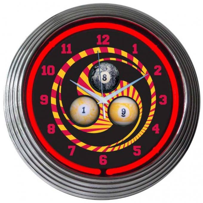 Neonetics Neon Clocks, Billiards 1, 8, 9 Neon Clock