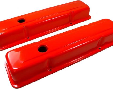 Chevy Small Block Valve Covers, OEM Style, Orange, 1958-1986