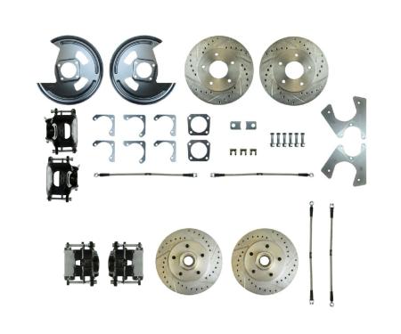 Right Stuff 70-77 Camaro/Nova, 4-Wheel W/Rear +2 Disc Brake Conversion Kit W/Black Calipers F70RDM5S