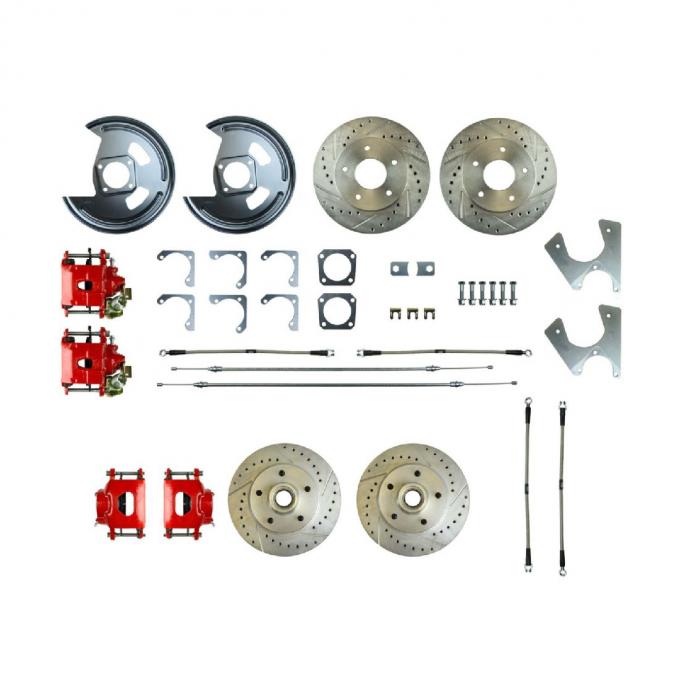 Right Stuff 1969-74 GM F/X-Body, 4-Wheel W/Rear +2 Disc Brake Conversion Kit W/Red Calipers F69RD05Z