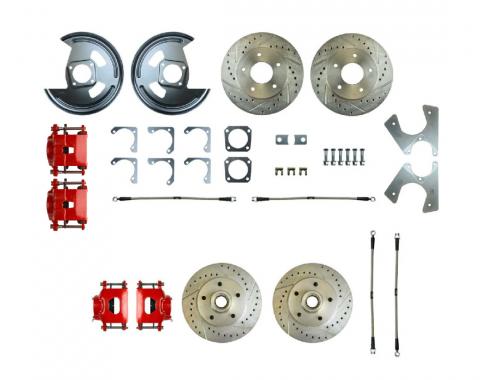 Right Stuff 1969-74 GM F/X-Body, 4-Wheel W/Rear +2 Disc Brake Conversion Kit W/Red Calipers F69RDM5Z