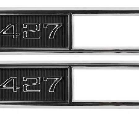 AMD Side Marker Bezels, Front, "427", LH/RH Pair, 68 Chevelle El Camino Fullsize Chevy Car; 68-69 Chevy II Nova T-4524
