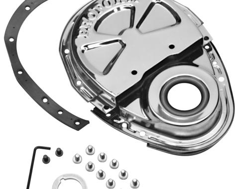Proform Engine Timing Chain Cover, Chrome, Steel, Two-Piece Style, Fits SB Chevy 66666