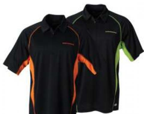 Chevy Polo Shirt, Men's, Zippered, Northend Performance, Black And Acid Green