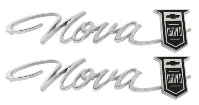 AMD Quarter Panel Emblems, Nova Chevy II, Pair, 65 Chevy II Nova T-3030