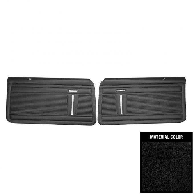 PUI Interiors 1969-1970 Nova 2-Door Sedan Standard Pre-Assembled Black Front Door Panels PD340