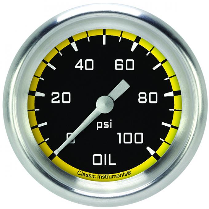 Classic Instruments Autocross Yellow 2 5/8" Oil Pressure Gauge AX381YAPF