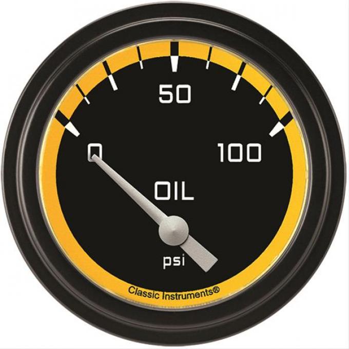 Classic Instruments Autocross Yellow 2 5/8" Oil Pressure Gauge AX281YBLF