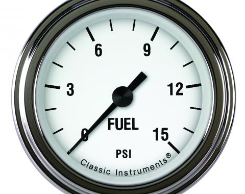 Classic Instruments White Hot 2 1/8" Fuel Pressure Gauge, 15 Psi WH145SLF