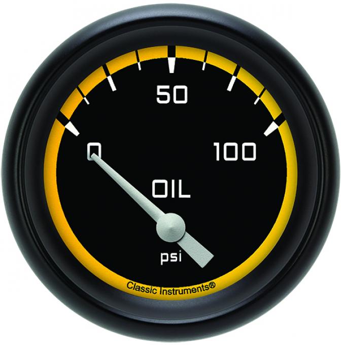 Classic Instruments Autocross Yellow 2 5/8" Oil Pressure Gauge AX281YBPF