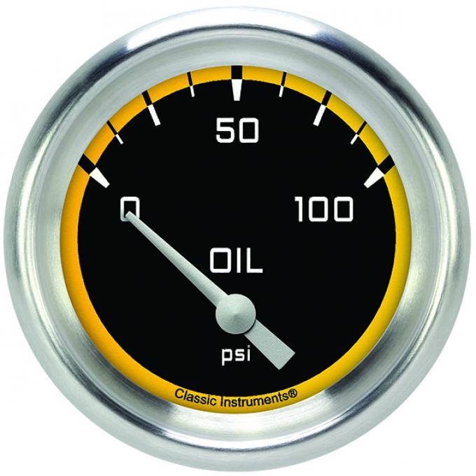 Classic Instruments Autocross Yellow 2 5/8" Oil Pressure Gauge AX281YAPF