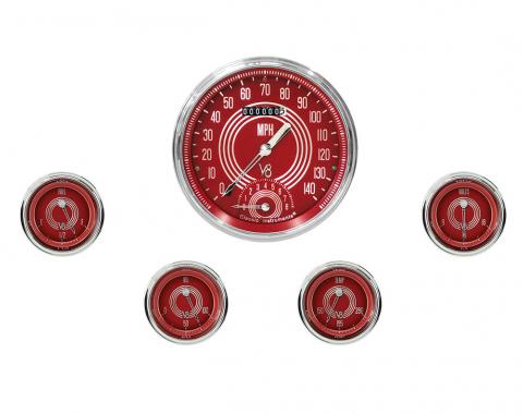 Classic Instruments V8 Red Steelie Five Gauge Set V8RS65SLC
