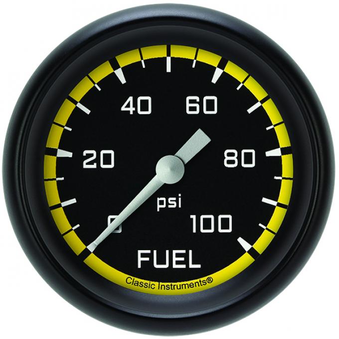 Classic Instruments Autocross Yellow 2 5/8" Fuel Pressure Gauge, 100 Psi AX346YBPF