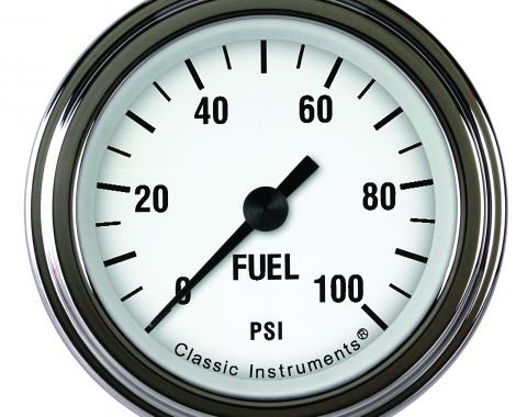 Classic Instruments White Hot 2 1/8" Fuel Pressure Gauge, 100 Psi WH146SLF