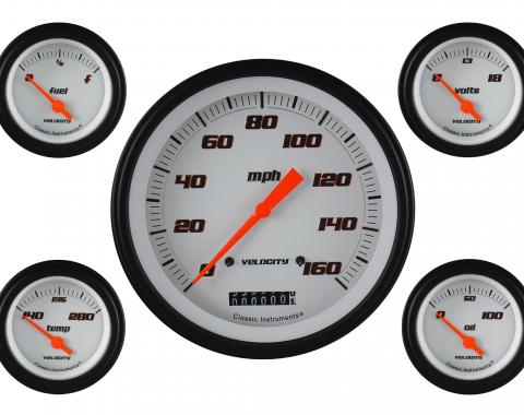 Classic Instruments Velocity White Five Gauge Set VS54WBLF