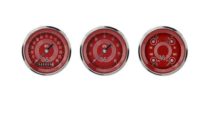 Classic Instruments V8 Red Steelie Three Gauge Set V8RS53SLC