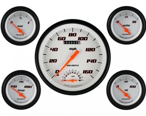Classic Instruments Velocity White Five Gauge Set VS65WBLF