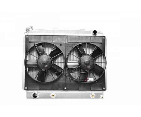 Nova & Chevy II Radiator Module LS Engine With Spal Dual 11'' Fans, Transmission Oil Cooler, 1962-1967