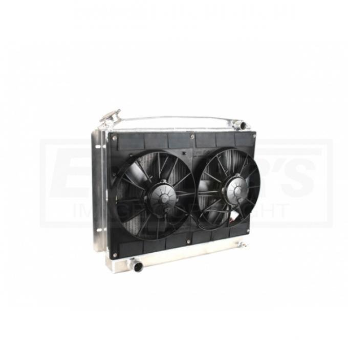 Nova & Chevy II Radiator Module LS Engine With Spal Dual 11'' Fans, Features Drivers Side Inlet, 1962-1967