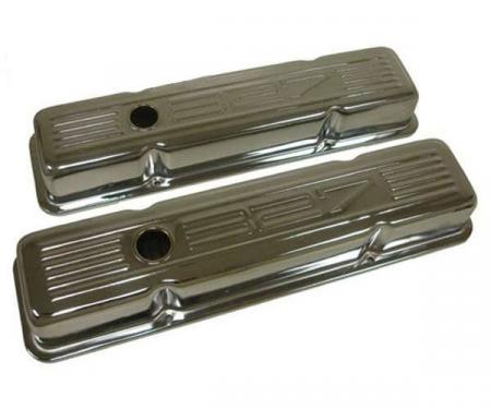 Chevy Small Block Chrome Valve Covers With 327 Logo, Tall, 1958-1986